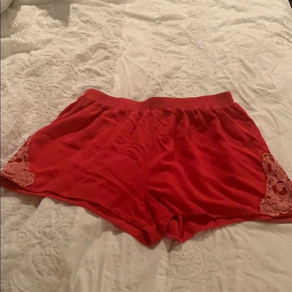 Red fabric shorts